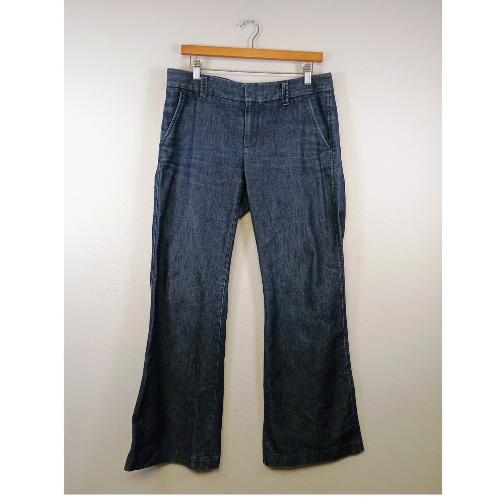 Dark Wash Gap Women 8 Blue The Trouser Wide Leg Stretch Denim Jeans